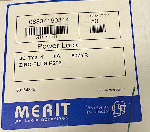 4" 60 GRIT, TYPE II POWERLOCK DISC- ZIRC PLUS