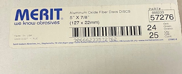 5" X 7/8" 24 GRIT D/C DISC A/O- MERIT