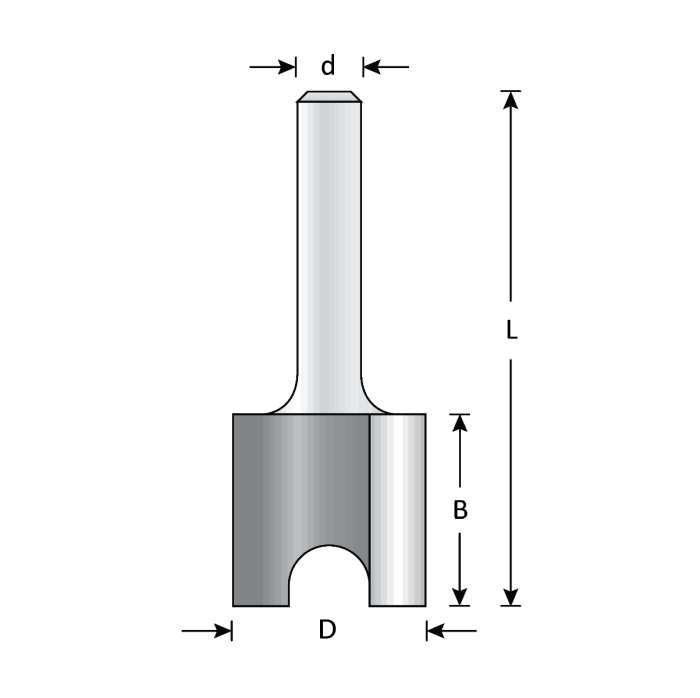1 1/4" Dia, Carbide Tipped, Mortising Bit, 2 Flute, 1/2" Shank, 2 7/8" Length