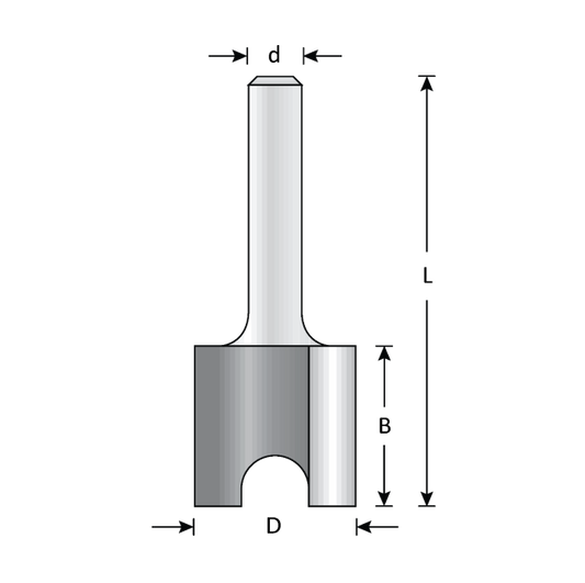 1 1/4" Dia, Carbide Tipped, Mortising Bit, 2 Flute, 1/2" Shank, 2 7/8" Length